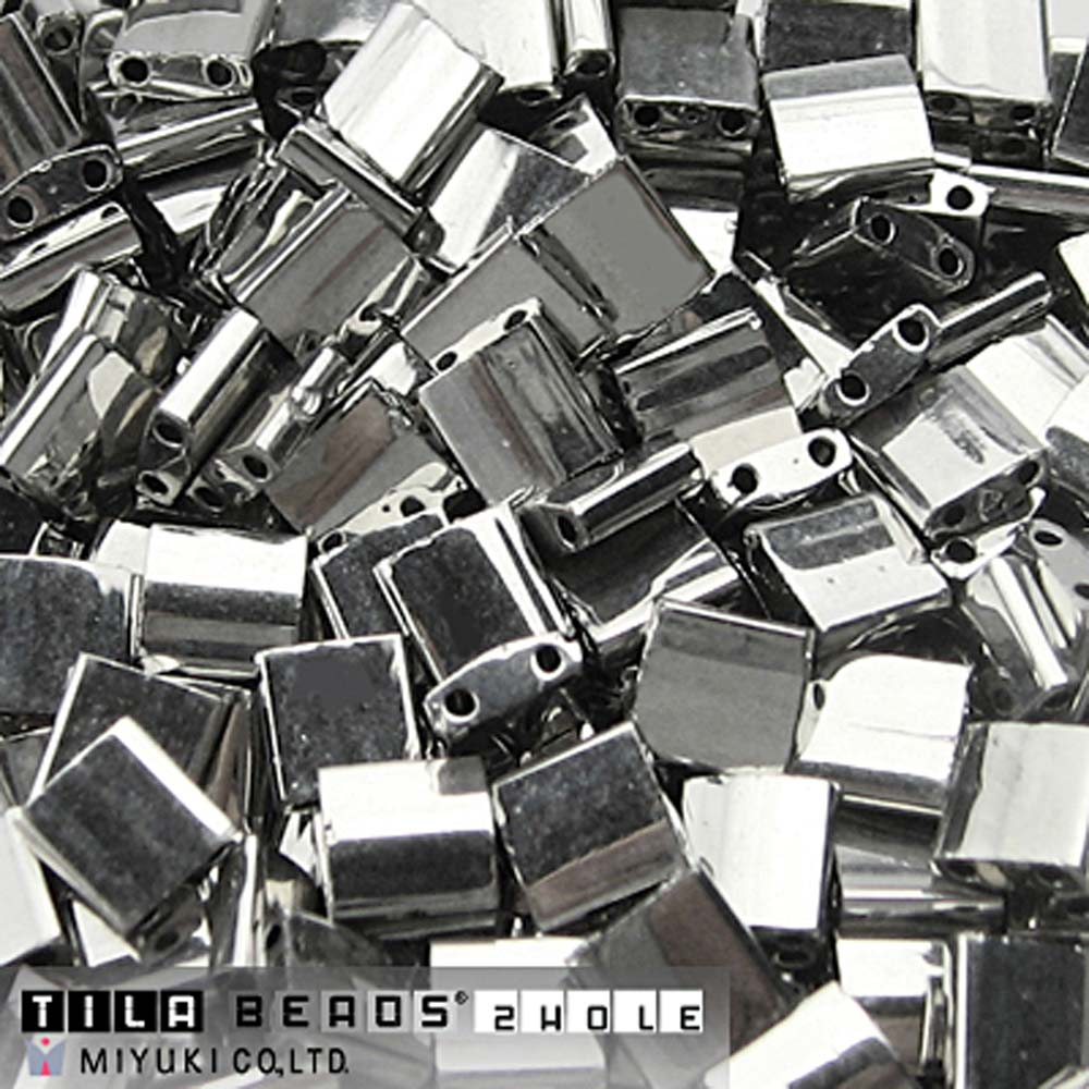 Palladium Plated Miyuki Tila Seed Beads - Full Cut