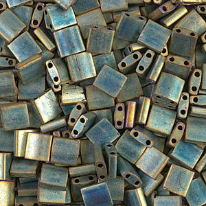 Matte Metallic Green Miyuki Tila Seed Beads - Full Cut