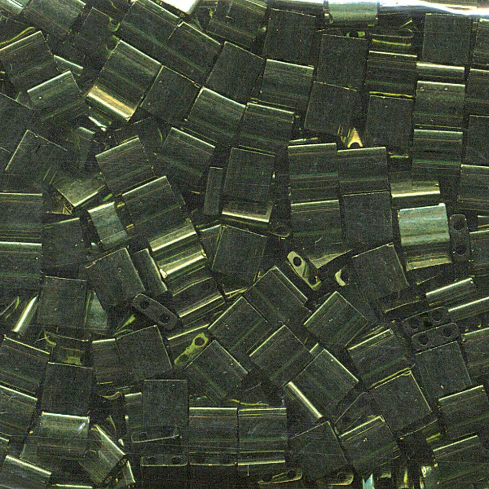 Olive Green Gold Luster Miyuki Tila Seed Beads - Full Cut