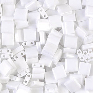 Opaque White Miyuki Tila Seed Beads - Full Cut