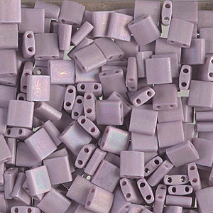 Matte Opaque Mauve AB Miyuki Tila Seed Beads - Full Cut