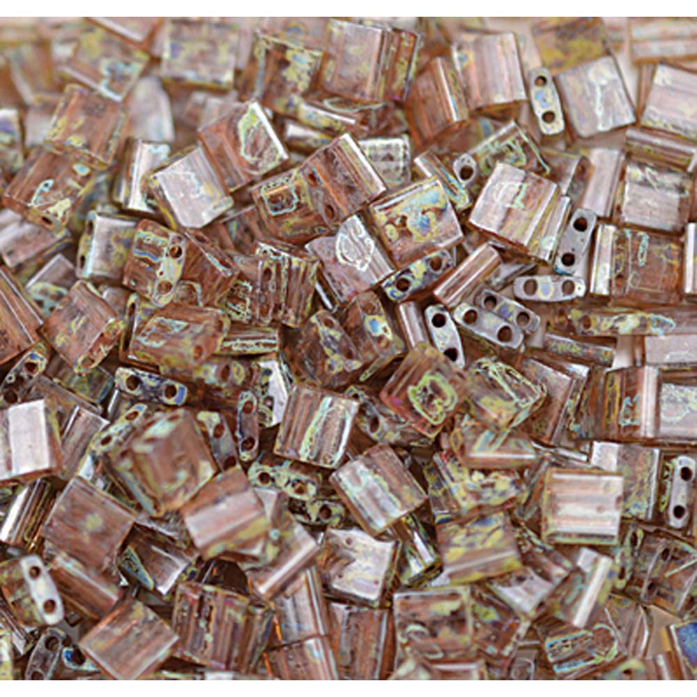 Picasso Light Smoky Topaz Transparent Miyuki Tila Seed Beads - Full Cut
