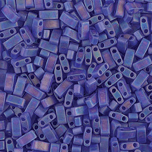 Matte Transparent Cobalt AB Miyuki Tila Seed Beads - Half Cut