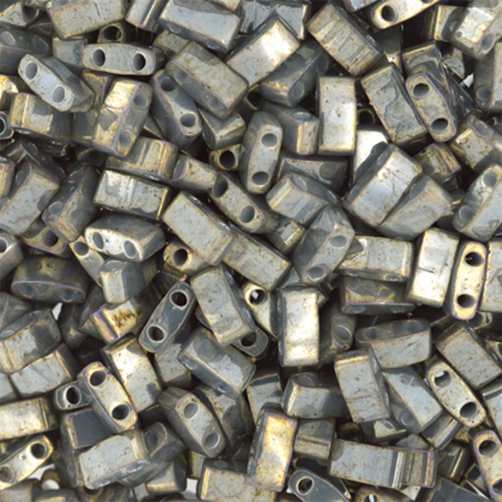 Galvanized Grey Luster Miyuki Tila Seed Beads - Half Cut