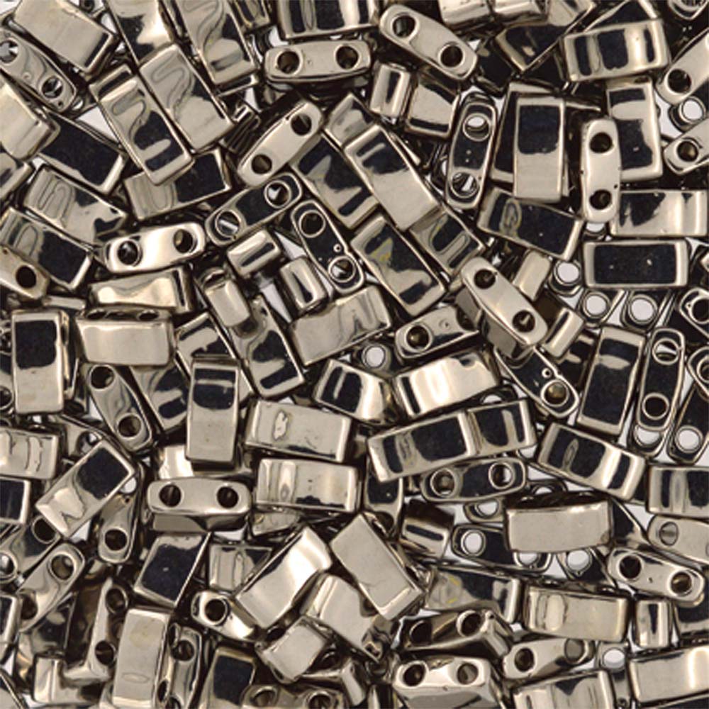 Nickel Plated Miyuki Tila Seed Beads - Half Cut
