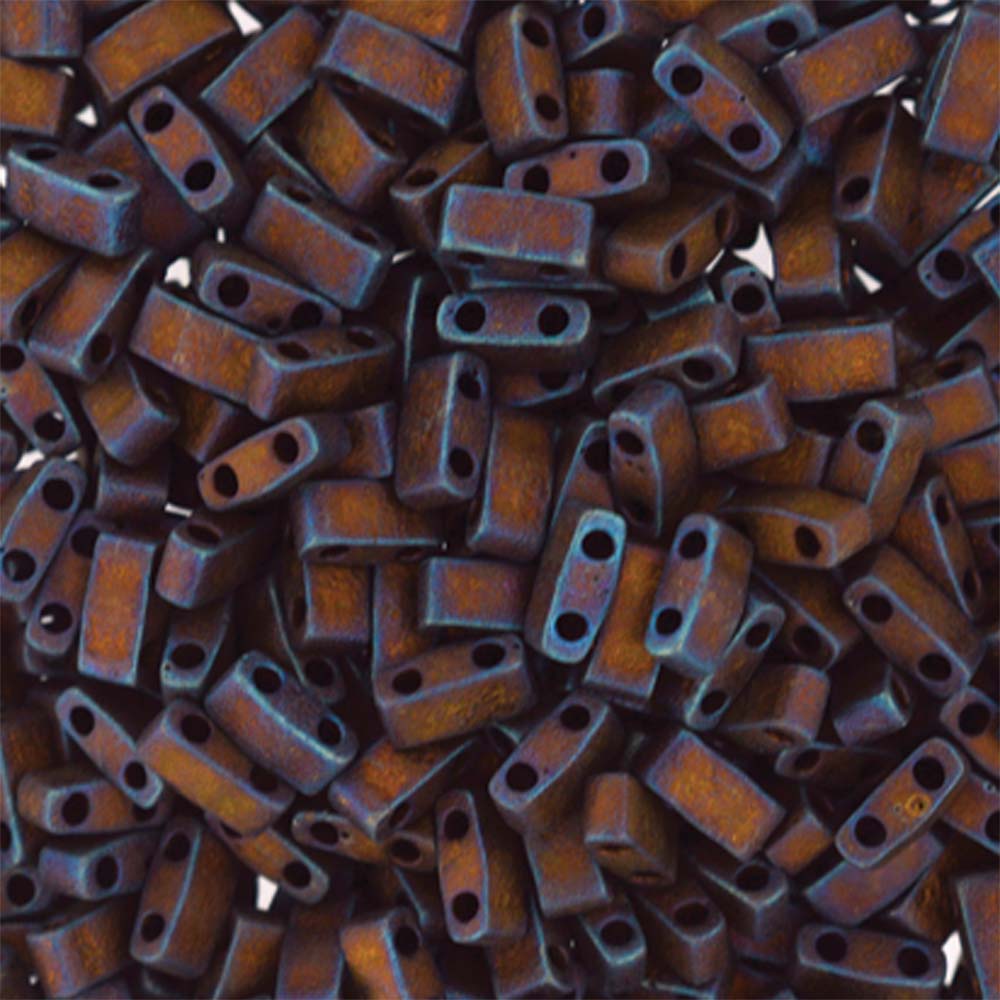 Matte Metallic Dark Raspberry Iris Miyuki Tila Seed Beads - Half Cut