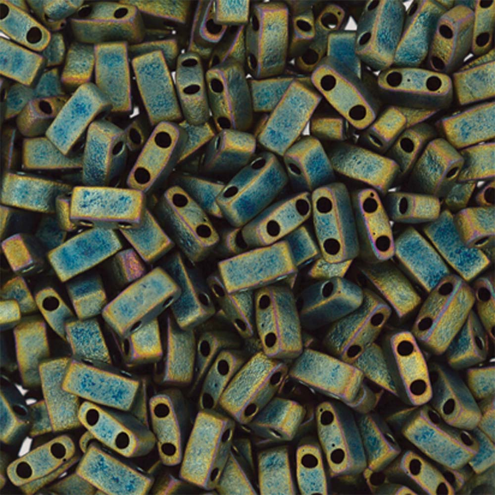 Matte Metallic Patina Iris Miyuki Tila Seed Beads - Half Cut