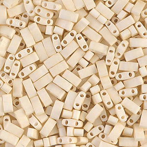 Matte Opaque Cream Miyuki Tila Seed Beads - Half Cut