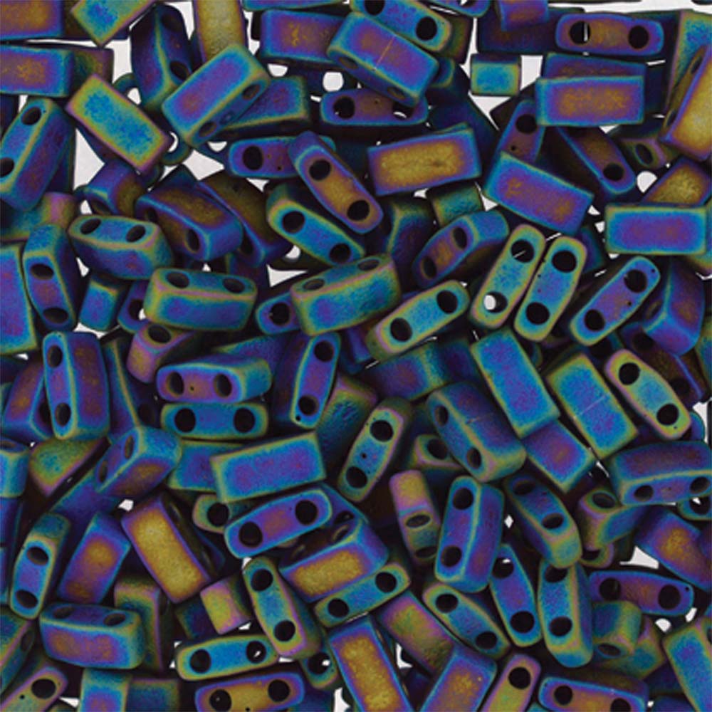 Matte Black AB Miyuki Tila Seed Beads - Half Cut