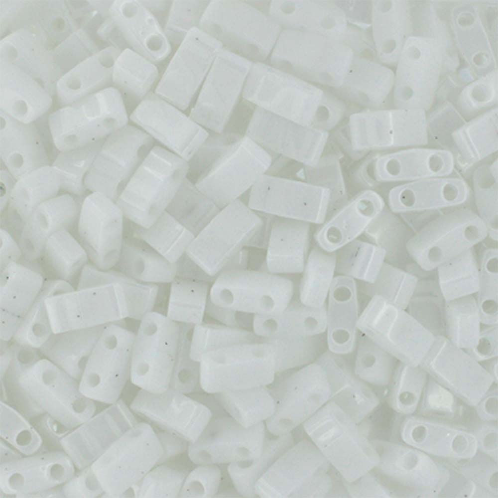 Opaque White Miyuki Tila Seed Beads - Half Cut