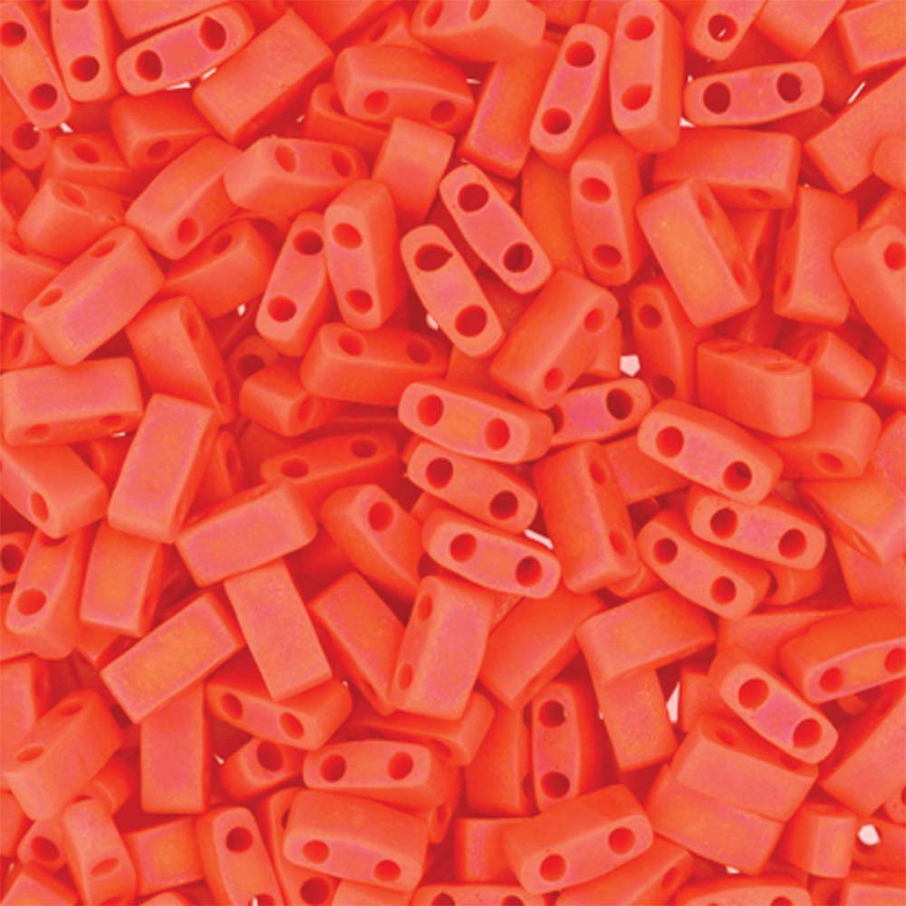 Matte Opaque Orange AB Miyuki Tila Seed Beads - Half Cut