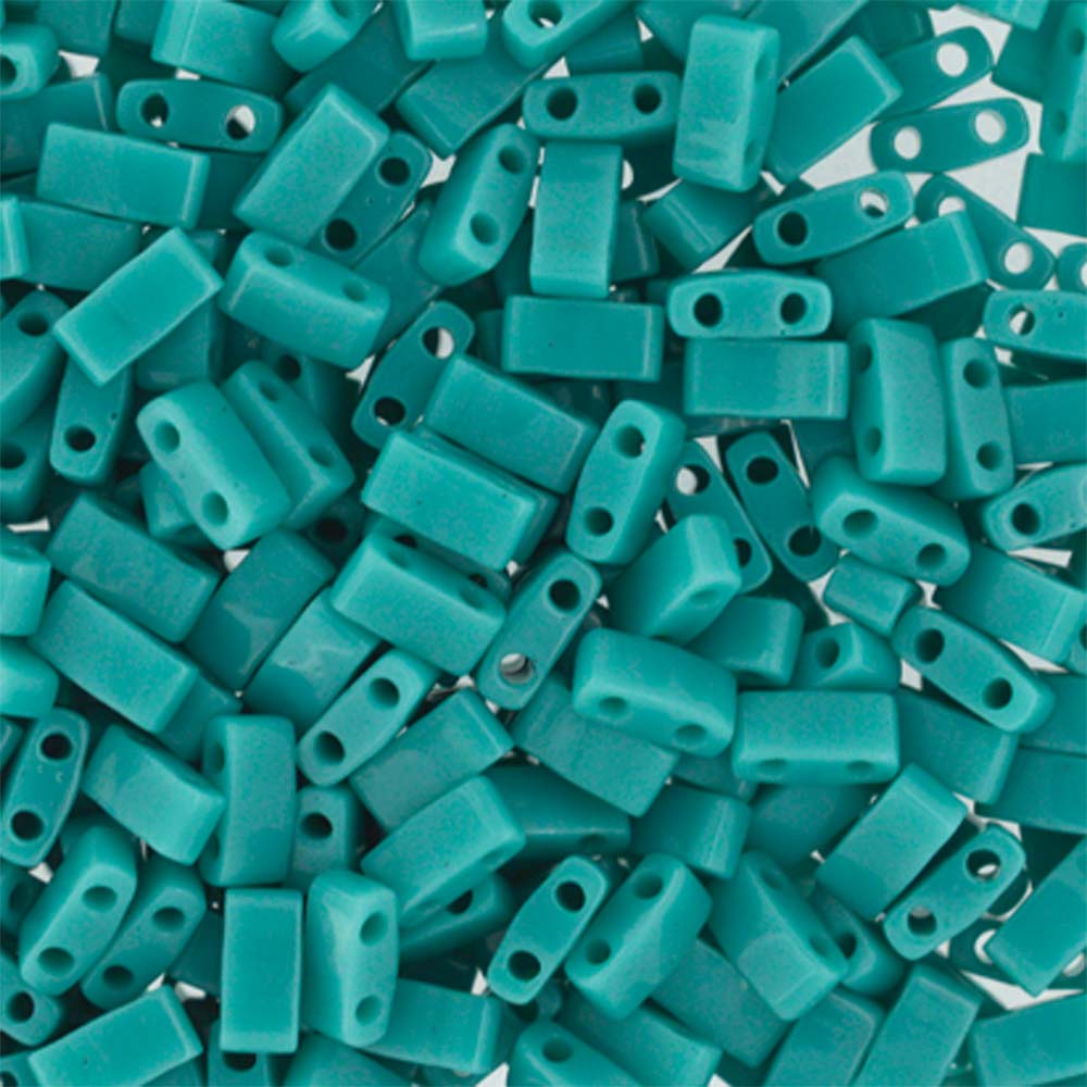 Opaque Turquoise Green Miyuki Tila Seed Beads - Half Cut