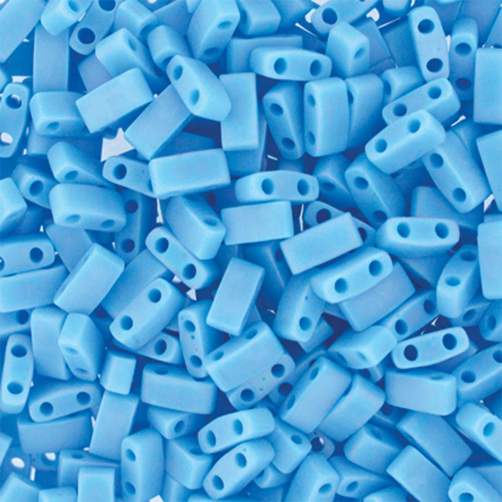 Matte Opaque Turquoise Miyuki Tila Seed Beads - Half Cut