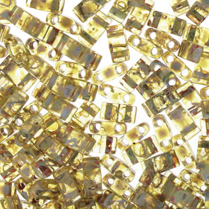 Picasso Saffron Transparent Miyuki Tila Seed Beads - Half Cut