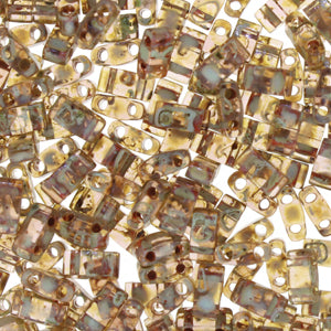 Picasso Light Smoke Topaz Miyuki Tila Seed Beads - Half Cut