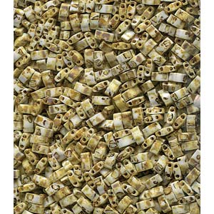 Opaque Yellow Picasso Miyuki Tila Seed Beads - Half Cut