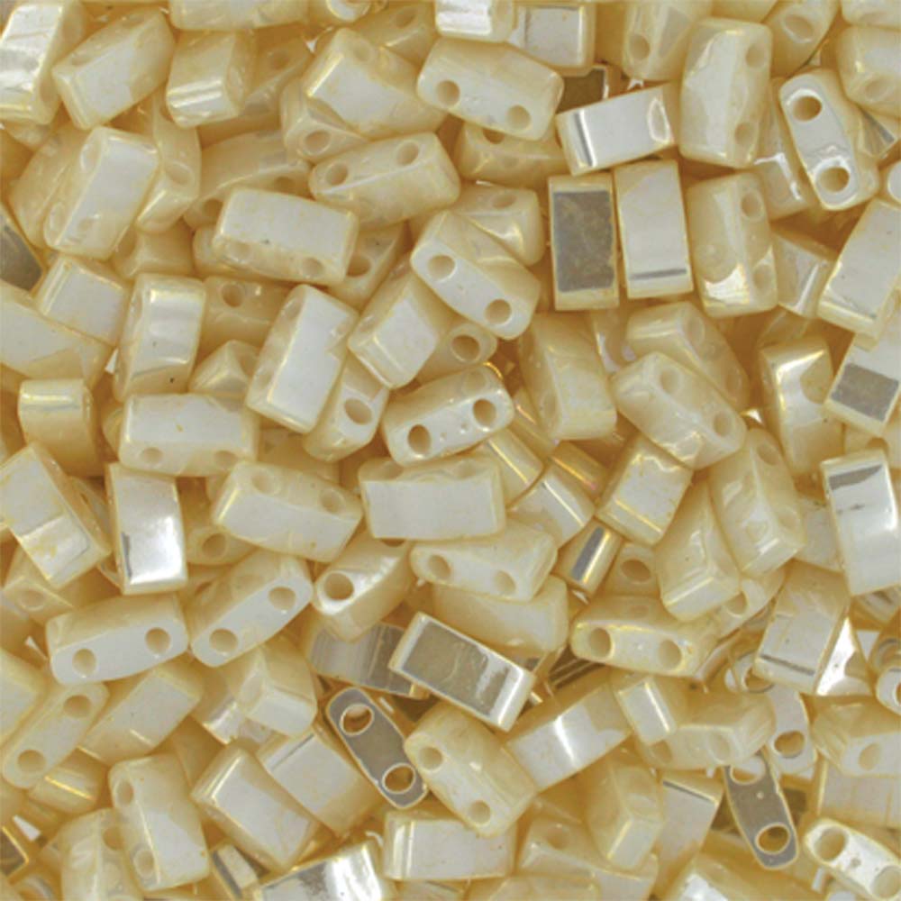 Antique Ivory Pearl Ceylon Miyuki Tila Seed Beads - Half Cut