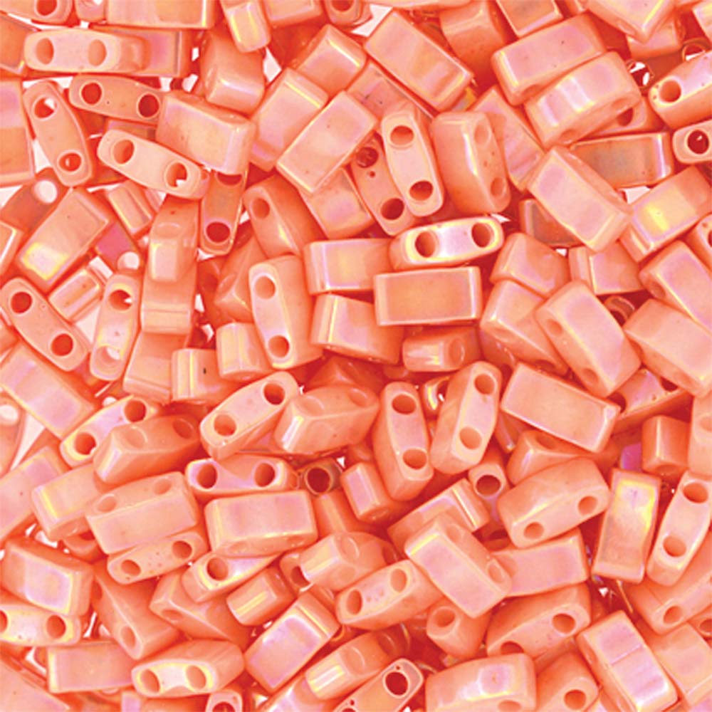 Semi-Matte Opaque Salmon Miyuki Tila Seed Beads - Half Cut