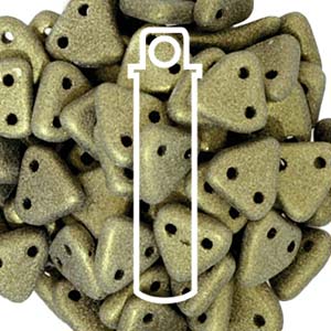 Triangle 2-Hole Polychrome Gold Beads