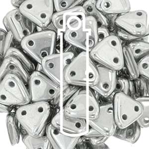 Triangle 2-Hole Matte Metallic Silver Beads