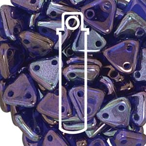 Triangle 2-Hole Cobalt Vega Beads