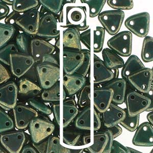 Triangle 2-Hole Persian Turquoise Bronze Picasso Beads