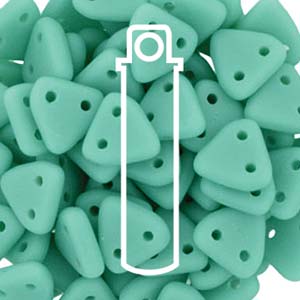 Triangle 2-Hole Matte Turquoise Beads