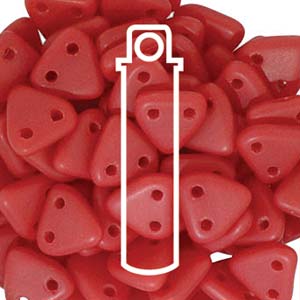 Triangle 2-Hole Matte Opaque Red Beads