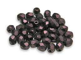 3MM Polychrome Purple Bronze Czech Glass Fire Polished Beads