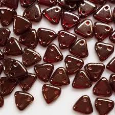 Triangle 2-Hole Siam Ruby Beads