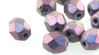4MM Polychrome Deep Purple Czech Glass Fire Polished Beads