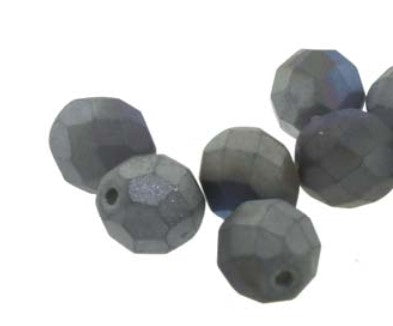 4MM Glittery Matte Graphite Czech Glass Fire Polished Beads
