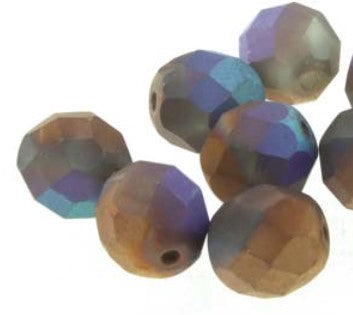 4MM Glittery Matte Bronze Czech Glass Fire Polished Beads
