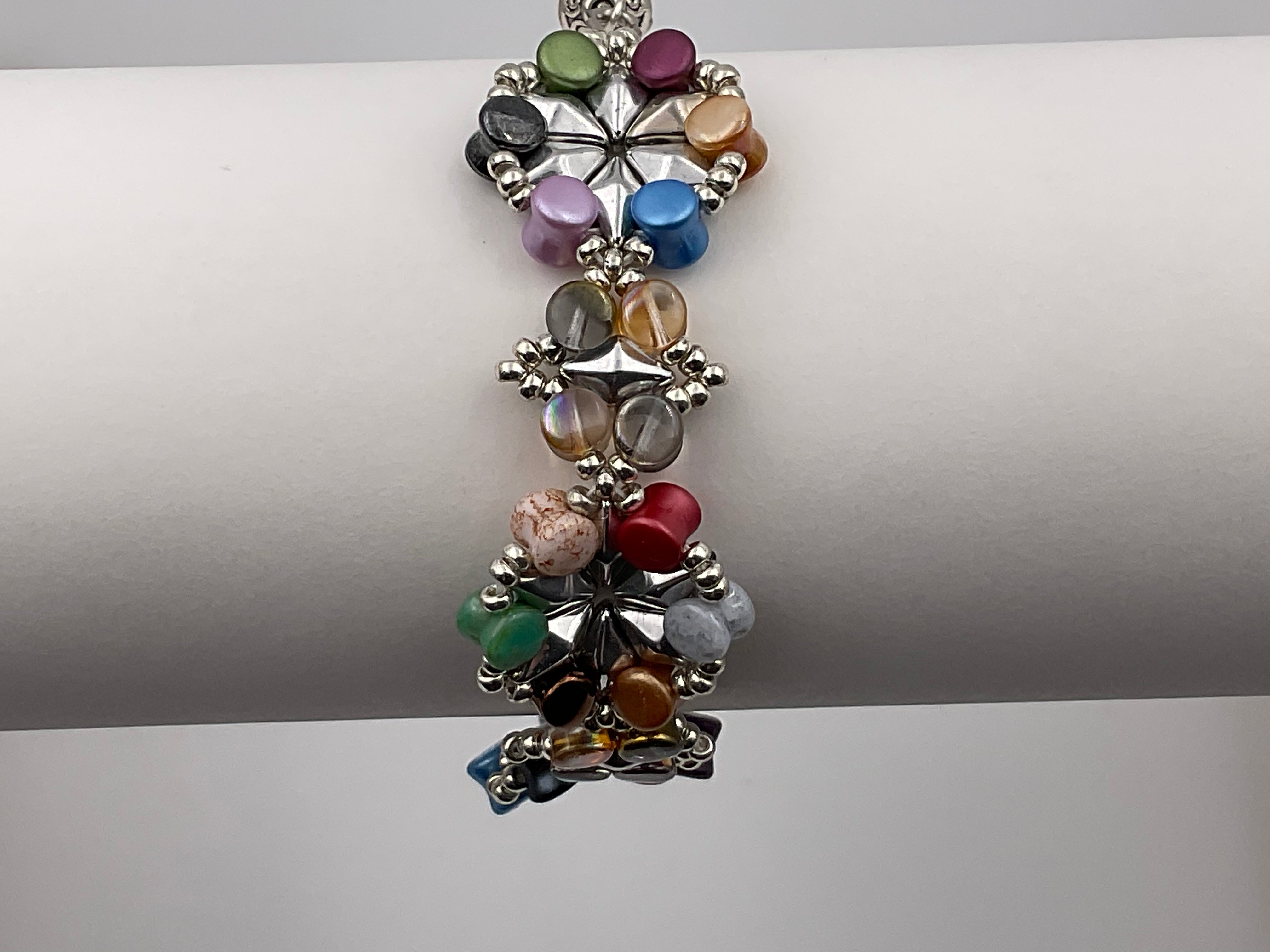 Multicolored Glass And Seed Bead Bracelet