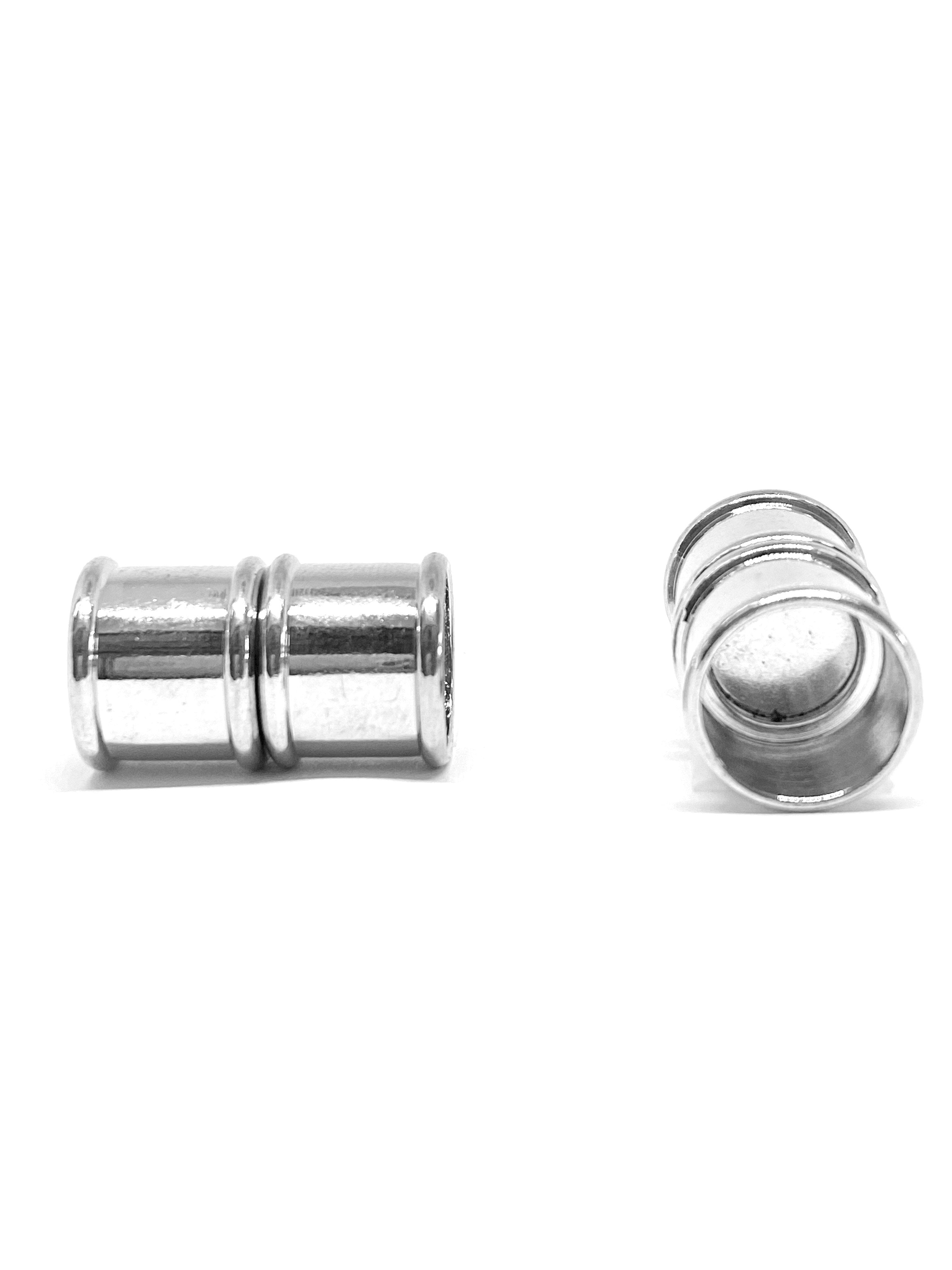 Glue in Magnetic Clasp Cylinder Silver Plated 10mm Hole