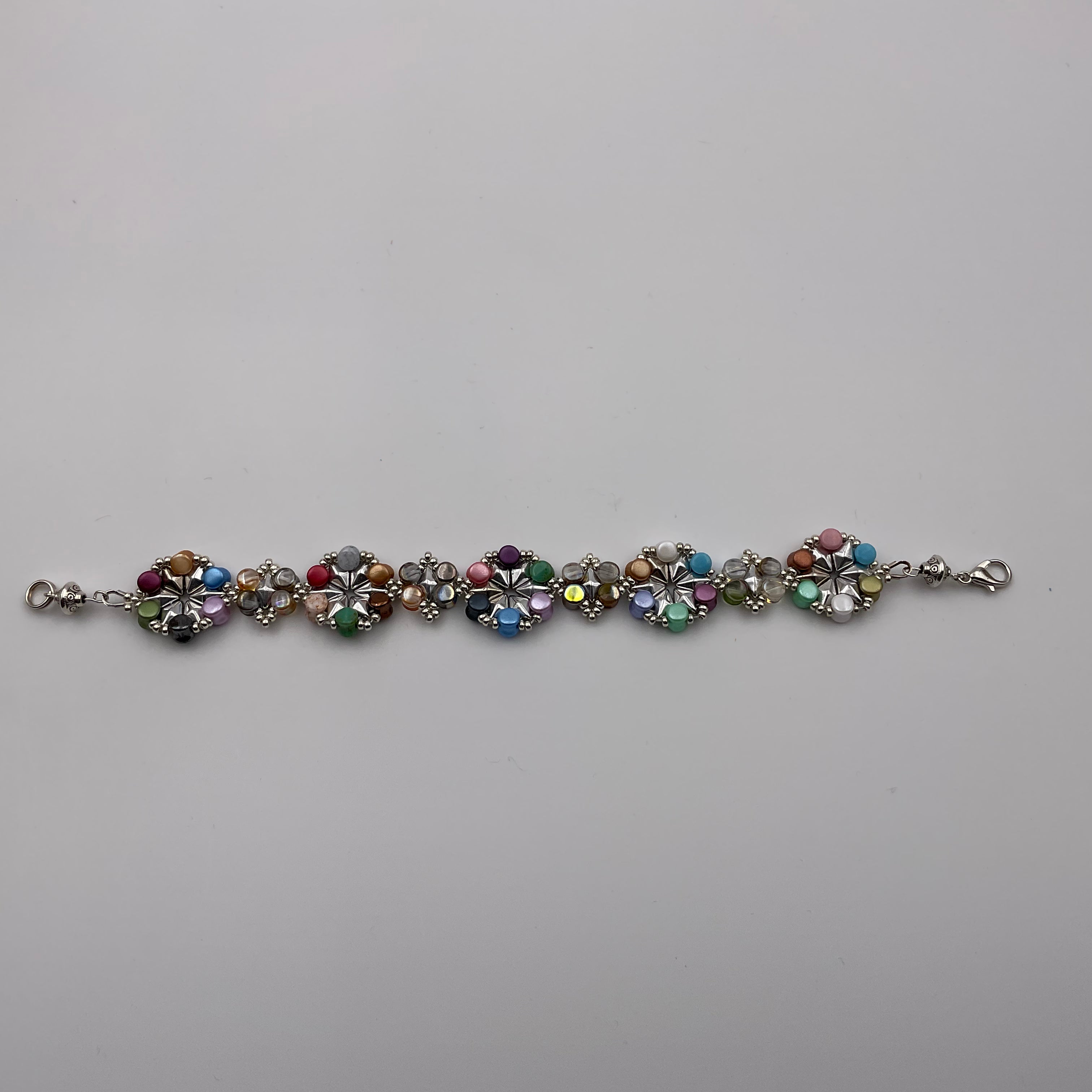 Multicolored Glass And Seed Bead Bracelet