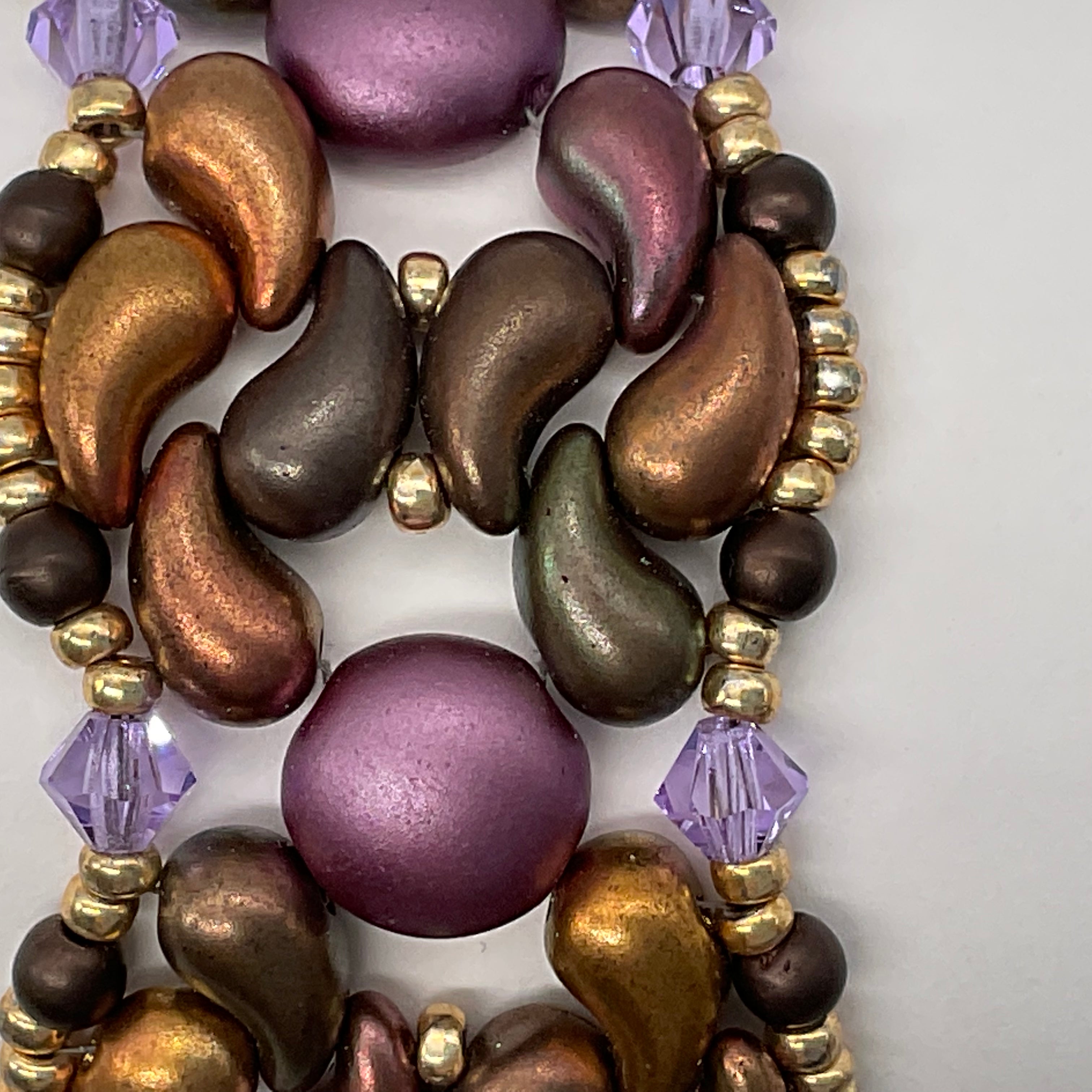 Purple Dots and Coppery Swirls Bracelet