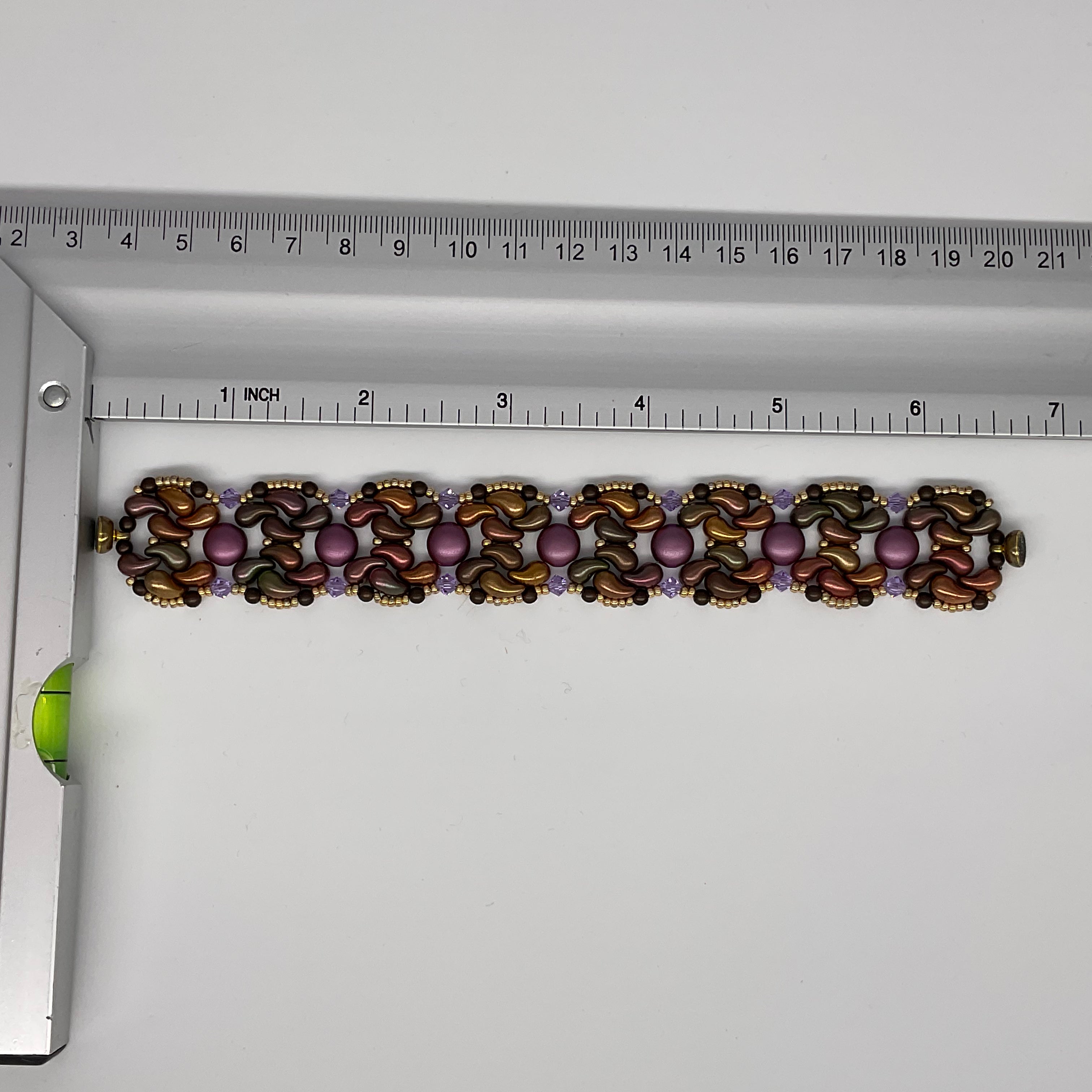 Purple Dots and Coppery Swirls Bracelet