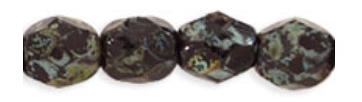 3MM Jet Picasso Czech Glass Fire Polished Beads