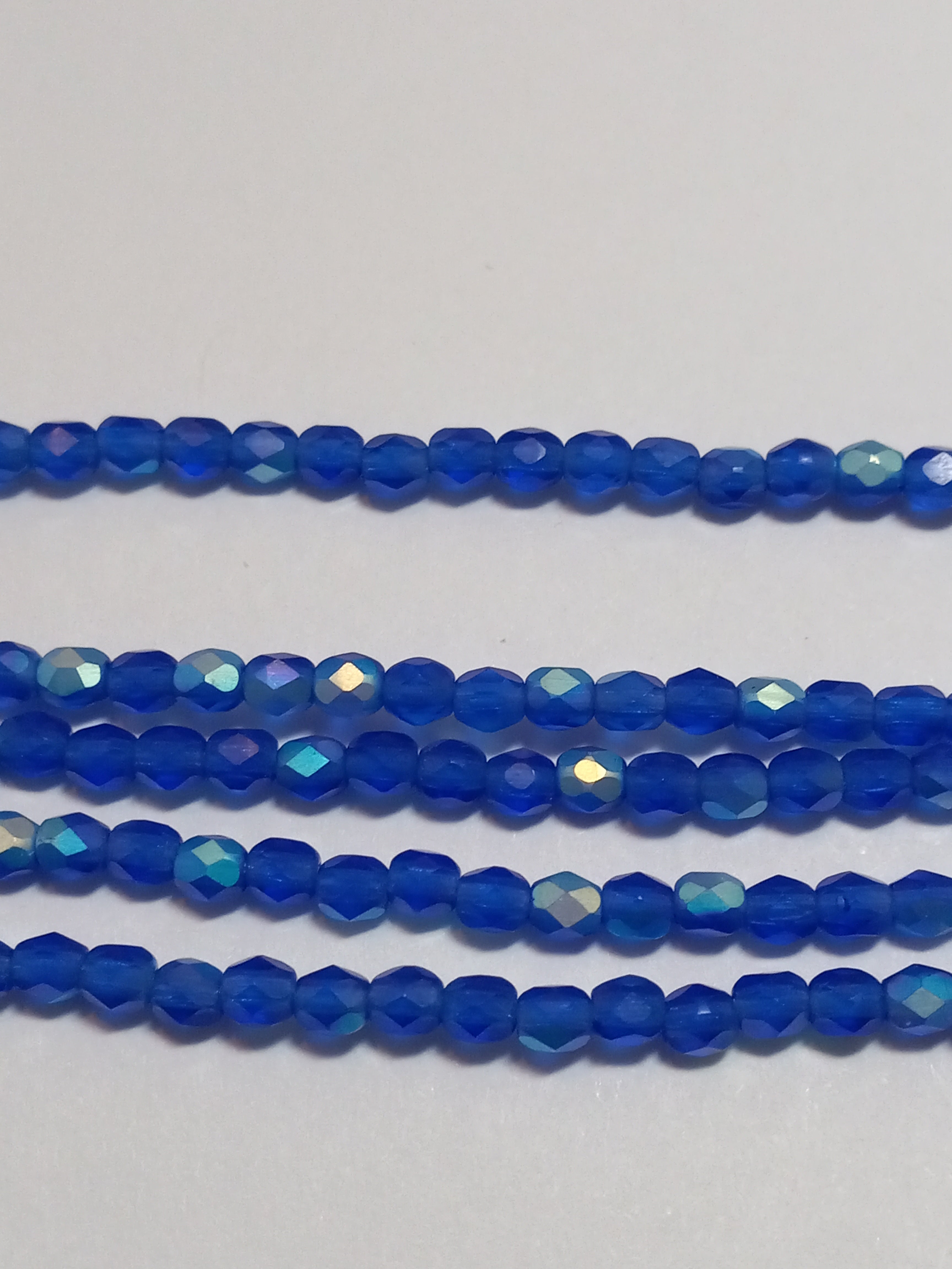 3MM Matte Cobalt AB Czech Glass Fire Polished Beads