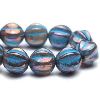 6mm Melon Metallic Bronze with Turquoise Wash