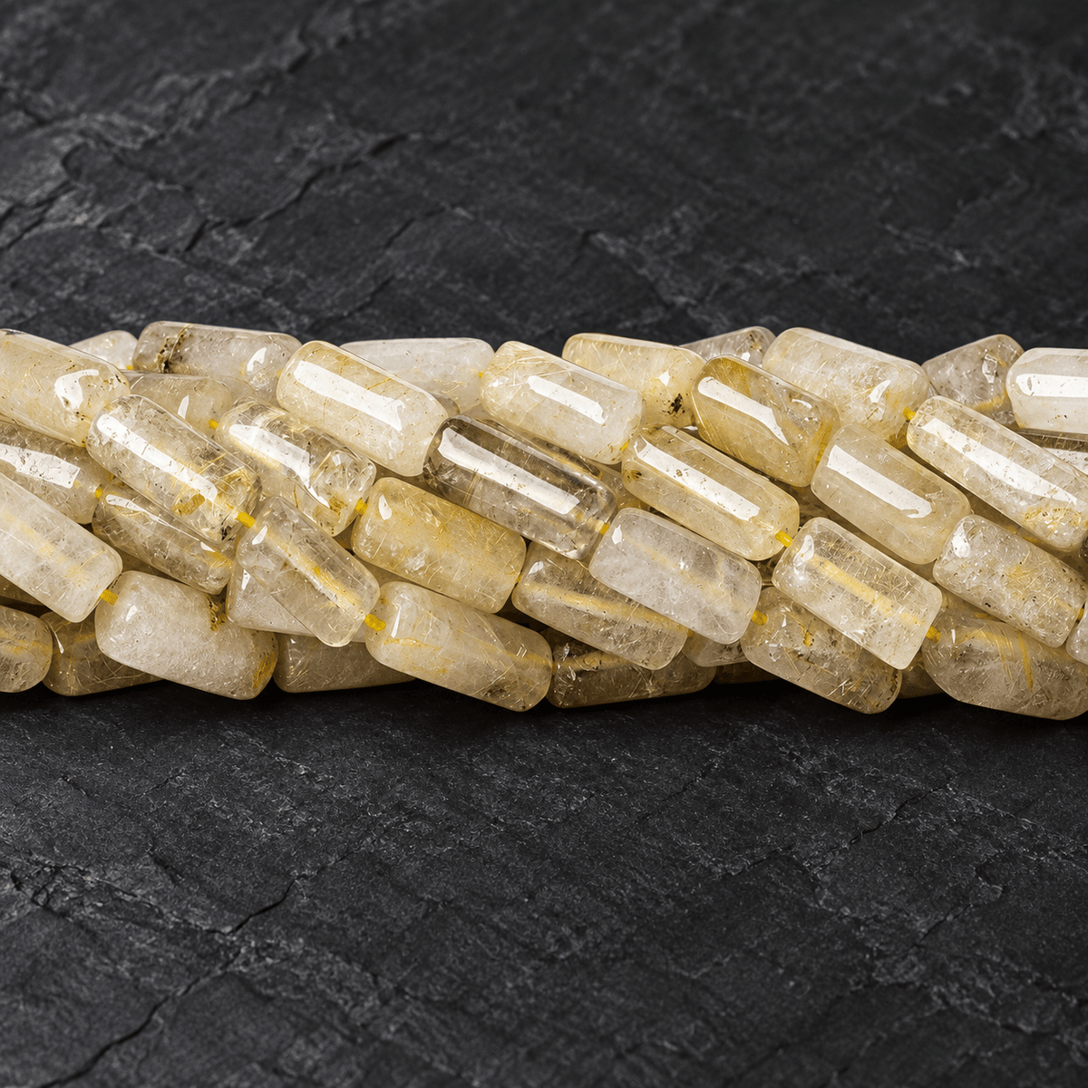 13x8mm Rutilated Quartz Plain Tubes 15 inch