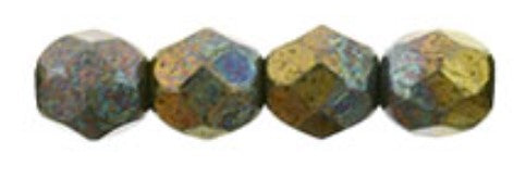 4MM Oxidized Bronze Clay Czech Glass Fire Polished Beads
