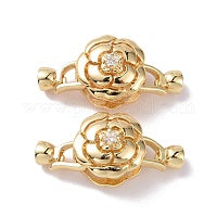 Brass Micro Pave Clear Cubic Zirconia Fold Over Clasps-Gold Color
