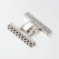 9 Strands Alloy and Brass Fold Over Clasps, Platinum Color