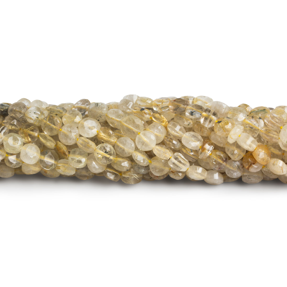 4-5mm Rutilated Quartz Faceted Coins 14 inch