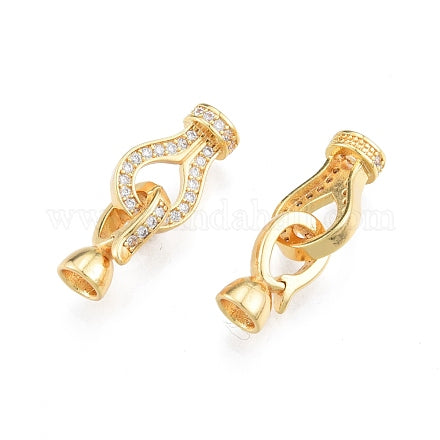 Brass Fold Over Clasps, with Crystal Rhinestone Findings, Real 18K Gold Plated
