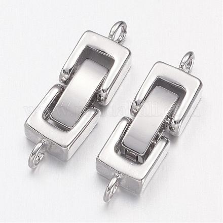 Brass Fold Over Clasps, Rectangle, Cadmium Free & Nickel Free & Lead Free