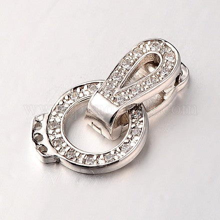 Brass Micro Pave Cubic Zirconia Fold Over Clasps, Cadmium Free & Lead Free