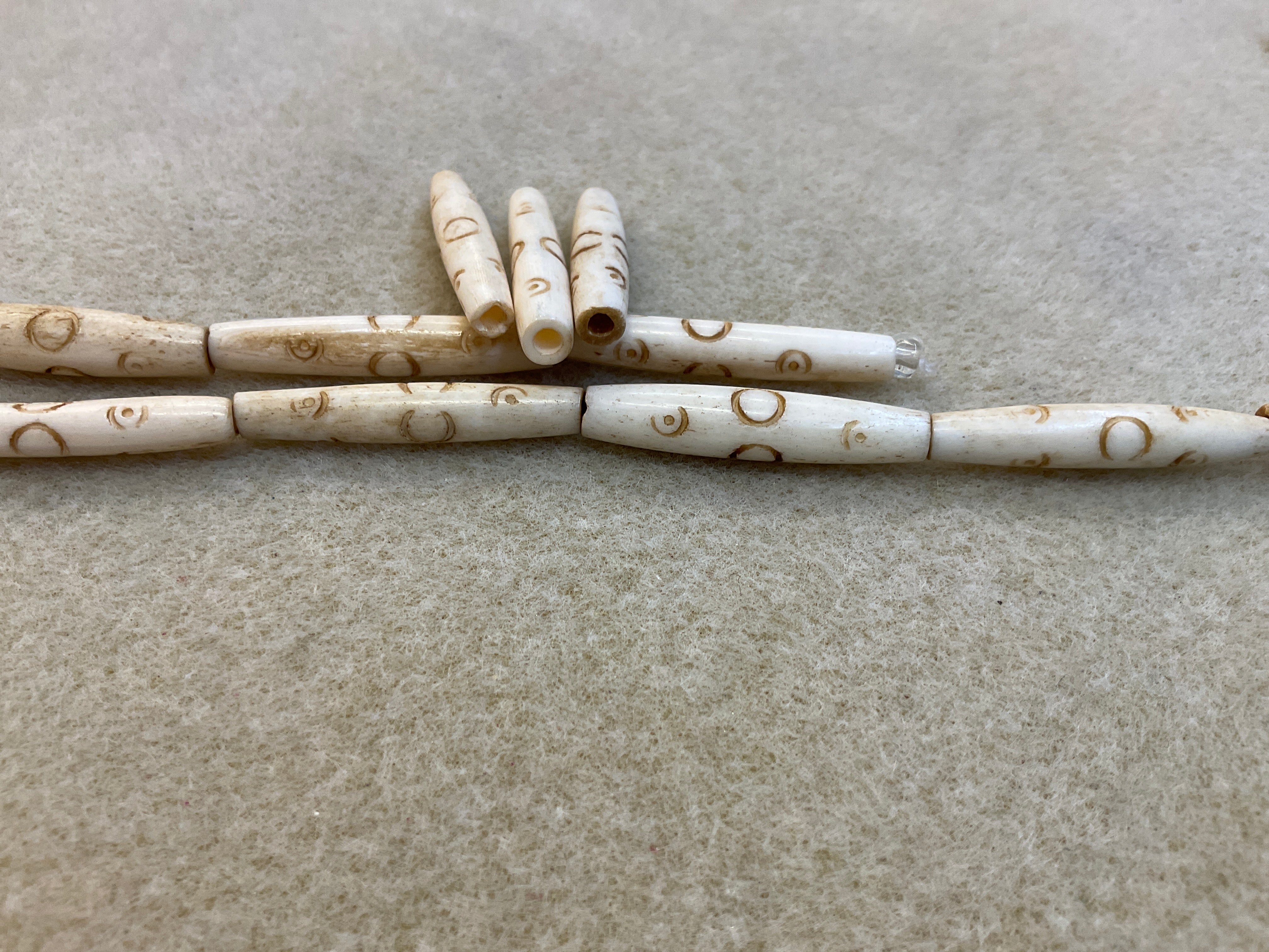 Bone Beads Tubular w/Tapered Ends